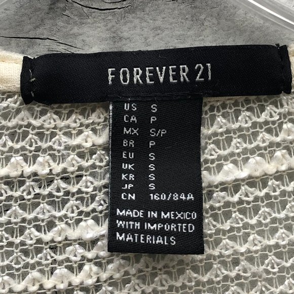 FOREVER 21 Cream Coastal Lightweight Open Crochet Style Lacey Longline Cardigan - Picture 3 of 12